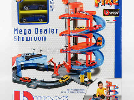 ACCESSORIES | DIORAMA - PARKING - MEGA DEALER SHOWROOM WITH AUDI A6 AVANT 2019 + PORSCHE 911 996 GT3 COUPE 1997 | RED BLUE GREY