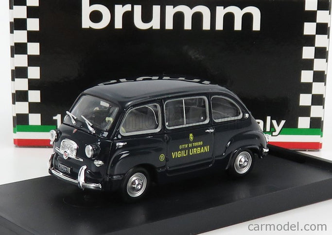 Fiat 600D Multipla Vigili Urbani Torino 1960 1:43 Brumm modrá