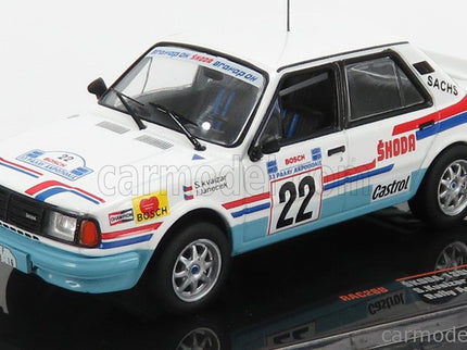 Skoda 130LR N°22 Rally Acropolis 1986 Svatopluk Kvaizar - Jiri Janecek 1:43 IXO Models biela svetlomodrá