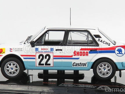 Skoda 130LR N°22 Rally Acropolis 1986 Svatopluk Kvaizar - Jiri Janecek 1:43 IXO Models biela svetlomodrá