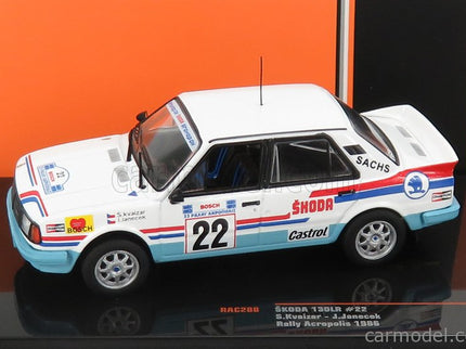 Skoda 130LR N°22 Rally Acropolis 1986 Svatopluk Kvaizar - Jiri Janecek 1:43 IXO Models biela svetlomodrá