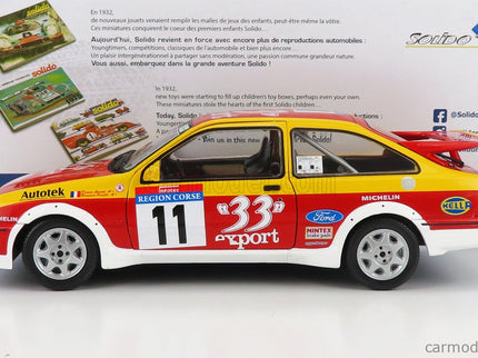 Ford Sierra RS Cosworth N°11 Rally Tour De Corse 1987 D.Auriol - B.Occelli 1:18 Solido červená žltá