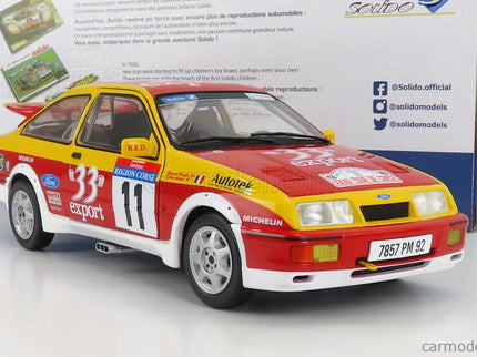 Ford Sierra RS Cosworth N°11 Rally Tour De Corse 1987 D.Auriol - B.Occelli 1:18 Solido červená žltá