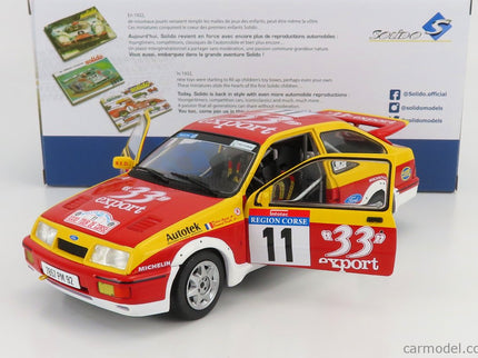 Ford Sierra RS Cosworth N°11 Rally Tour De Corse 1987 D.Auriol - B.Occelli 1:18 Solido červená žltá