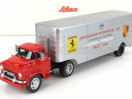GMC | TRUCK CAR TRANSPORTER TEAM JOHN EDGARD ENTERPRISES INC. LOS ANGELES CALIFORNIA FERRARI - PORSCHE RACE CARS 1950 | RED SILVER