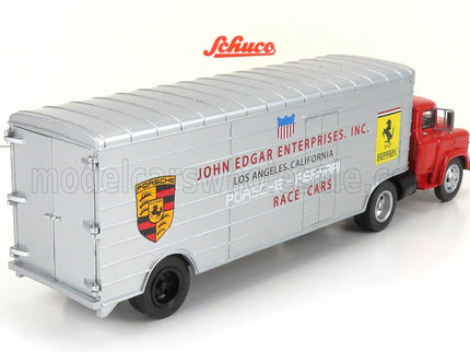 GMC | TRUCK CAR TRANSPORTER TEAM JOHN EDGARD ENTERPRISES INC. LOS ANGELES CALIFORNIA FERRARI - PORSCHE RACE CARS 1950 | RED SILVER
