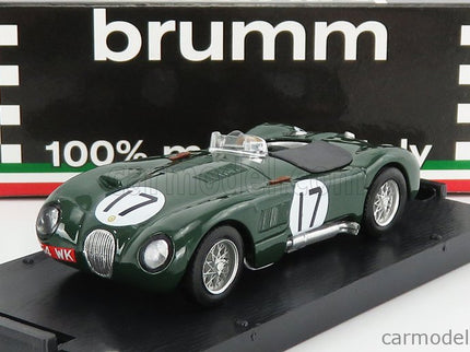 Jaguar C-Type 3.4L S6 Team Jaguar Cars Ltd N°17 2. Miesto 24h Le Mans 1953 Stirling Moss - Peter Walker 1:43 Brumm British Racing zelená