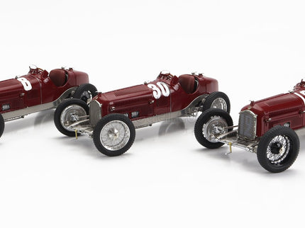 ALFA ROMEO Set 3X All Víťaz F1 P3 GP 1932 Tazio Nuvolari - N°12 France - N°30 Coppa Ciano - N°8 Coppa Acerbo - With Figúrka A Showcase 1:18 CMC rôzne farby