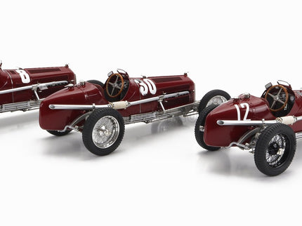 ALFA ROMEO Set 3X All Víťaz F1 P3 GP 1932 Tazio Nuvolari - N°12 France - N°30 Coppa Ciano - N°8 Coppa Acerbo - With Figúrka A Showcase 1:18 CMC rôzne farby