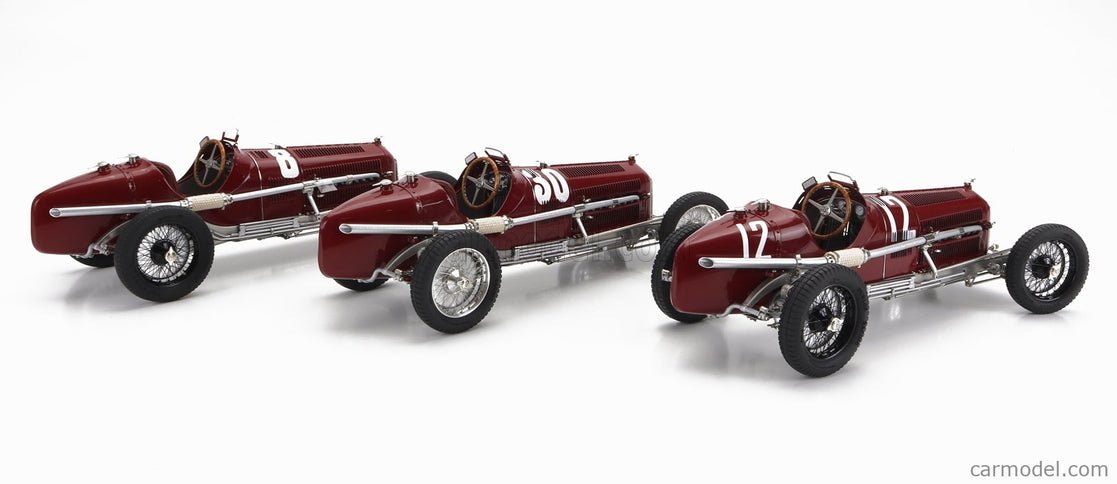 ALFA ROMEO Set 3X All Víťaz F1 P3 GP 1932 Tazio Nuvolari - N°12 France - N°30 Coppa Ciano - N°8 Coppa Acerbo - With Figúrka A Showcase 1:18 CMC rôzne farby