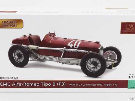 ALFA ROMEO F1 P3 N°40 Víťaz Comminges GP 1933 Fagioli 1:18 CMC červená