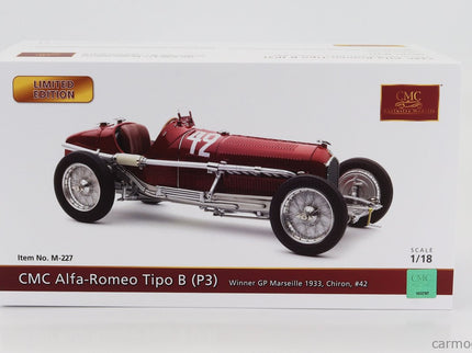 ALFA ROMEO F1 P3 N°42 Víťaz Marseille GP 1933 Chiron 1:18 CMC červená