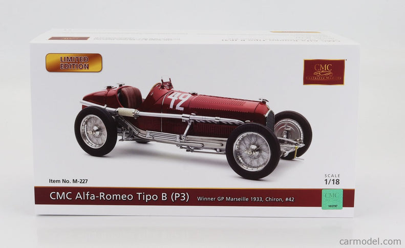 ALFA ROMEO F1 P3 N°42 Víťaz Marseille GP 1933 Chiron 1:18 CMC červená