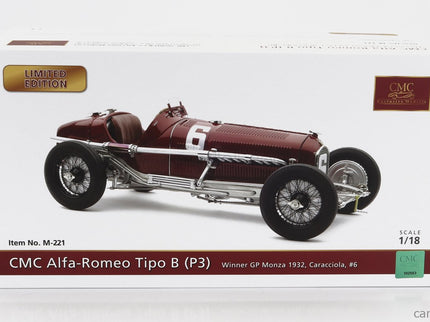ALFA ROMEO F1 P3 N°6 Víťaz Monza GP 1932 R.Caracciola 1:18 CMC červená