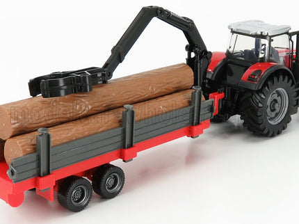 MASSEY FERGUSON | 8740S TRACTOR + TREE FORWARDER AND WOOD | RED SILVER