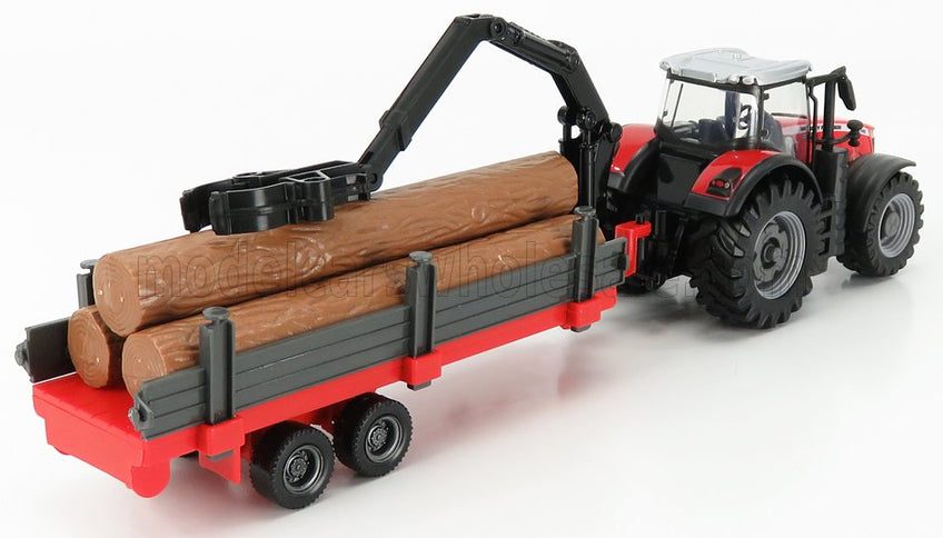 MASSEY FERGUSON | 8740S TRACTOR + TREE FORWARDER AND WOOD | RED SILVER