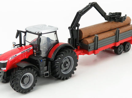MASSEY FERGUSON | 8740S TRACTOR + TREE FORWARDER AND WOOD | RED SILVER