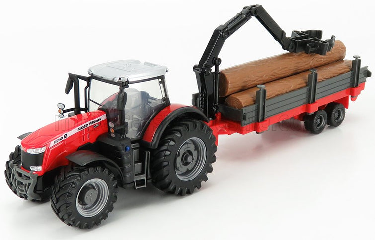 MASSEY FERGUSON | 8740S TRACTOR + TREE FORWARDER AND WOOD | RED SILVER