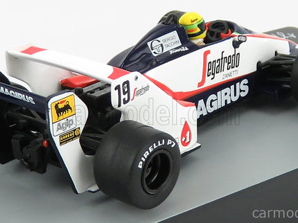 Toleman F1 TG183B N°19 Brazilian GP 1984 Ayrton Senna 1:43 Edicola biela červená čierna