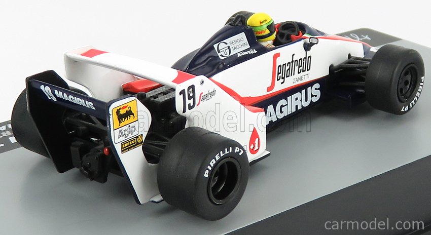 Toleman F1 TG183B N°19 Brazilian GP 1984 Ayrton Senna 1:43 Edicola biela červená čierna