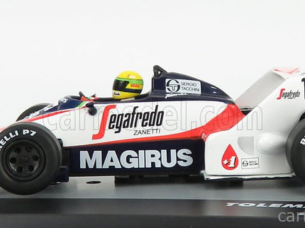 Toleman F1 TG183B N°19 Brazilian GP 1984 Ayrton Senna 1:43 Edicola biela červená čierna