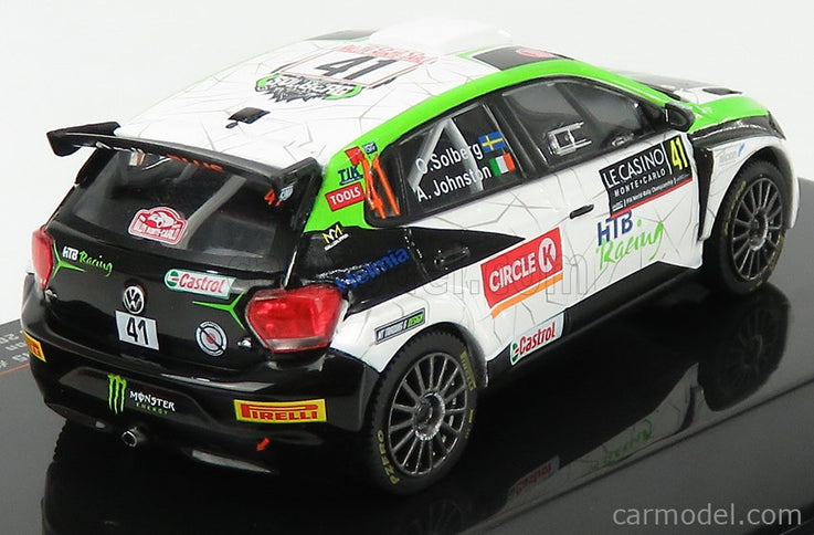 Volkswagen Polo Gti R5 N°41 Rally Montecarlo 2020 O.Solberg - A.Johnston 1:43 IXO Models biela čierna zelená