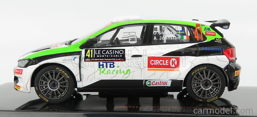 Volkswagen Polo Gti R5 N°41 Rally Montecarlo 2020 O.Solberg - A.Johnston 1:43 IXO Models biela čierna zelená