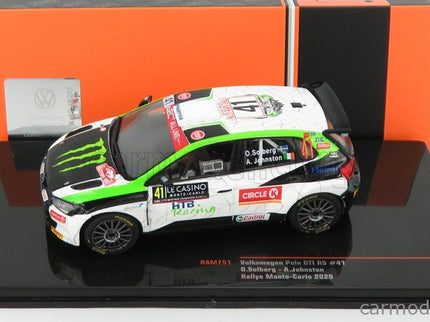 Volkswagen Polo Gti R5 N°41 Rally Montecarlo 2020 O.Solberg - A.Johnston 1:43 IXO Models biela čierna zelená