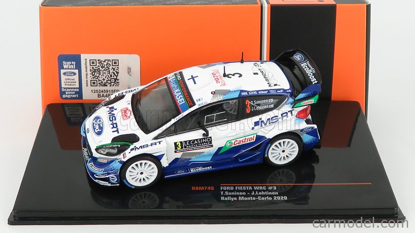 Ford Fiesta WRC Team M-Sport Ford Wrt N°3 8. Miesto Rally Montecarlo 2020 T.Suninen - J.Lehtinen 1:43 IXO Models 2 Tone modrá biela