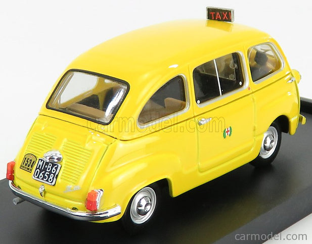 Fiat 600D Multipla Taxi Milano 1970 1:43 Brumm žltá