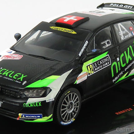 Volkswagen Polo Gti R5 Team N°42 Rally Montecarlo 2020 O.Burri - A.Levratti 1:43 IXO Models matná čierna zelená biela