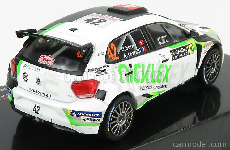 Volkswagen Polo Gti R5 Team N°42 Rally Montecarlo 2020 O.Burri - A.Levratti 1:43 IXO Models matná čierna zelená biela