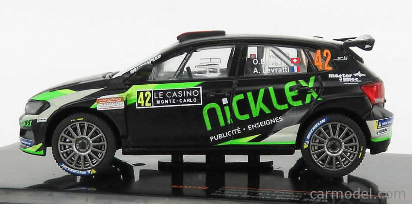 Volkswagen Polo Gti R5 Team N°42 Rally Montecarlo 2020 O.Burri - A.Levratti 1:43 IXO Models matná čierna zelená biela