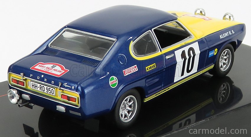 Ford Capri 2600 RS N°10 Rally Rajd Polski 1972 W.Rohrl 1:43 IXO Models modrá žltá