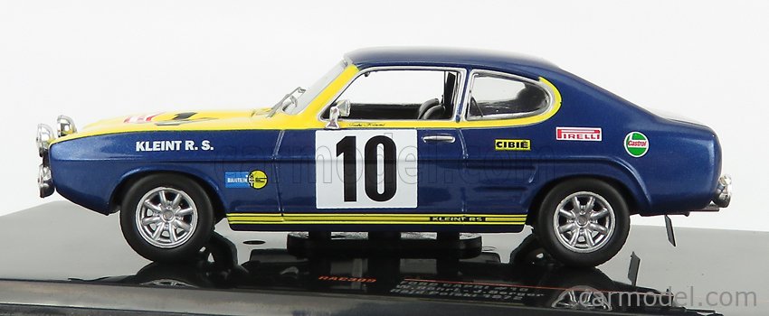 Ford Capri 2600 RS N°10 Rally Rajd Polski 1972 W.Rohrl 1:43 IXO Models modrá žltá