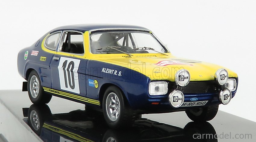 Ford Capri 2600 RS N°10 Rally Rajd Polski 1972 W.Rohrl 1:43 IXO Models modrá žltá