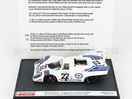PORSCHE | 917K 4.9L TEAM MARTINI RACING N 22 WINNER 24h LE MANS 1971 HELMUT MARKO - GIJS VAN LENNEP | WHITE BLUE RED