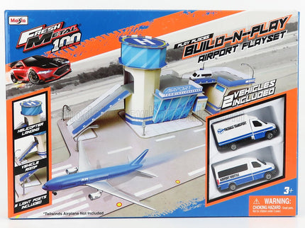 ACCESSORIES | DIORAMA - SET BUILD AIRPORT WITH 2X MERCEDES SPRINTER PACKAGE TRANSPORT AIRPORT SHUTTLE | LIGHT BLUE WHITE