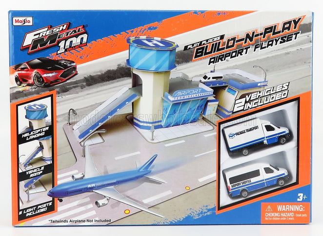 ACCESSORIES | DIORAMA - SET BUILD AIRPORT WITH 2X MERCEDES SPRINTER PACKAGE TRANSPORT AIRPORT SHUTTLE | LIGHT BLUE WHITE