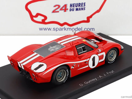 Ford GT40 Mkiv 7.0L V8 Team Shelby American Inc. N°1 Víťaz 24h Le Mans 1967 Anthony Joseph Foyt - D.Gurney 1:43 Spark Model červená biela