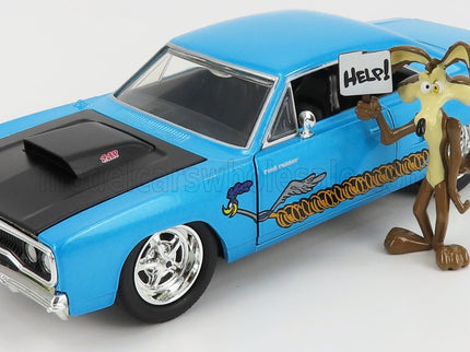 PLYMOUTH | ROAD RUNNER COUPE 1970 WITH WILE E. COYOTE FIGURE - LOONEY TUNES | BLUE