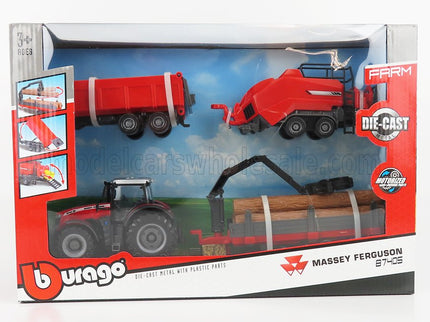 MASSEY FERGUSON | 8740S TRACTOR WITH BALER LIFTER + TIPPING TRAILER + TREE FORWARDER 2016 | RED