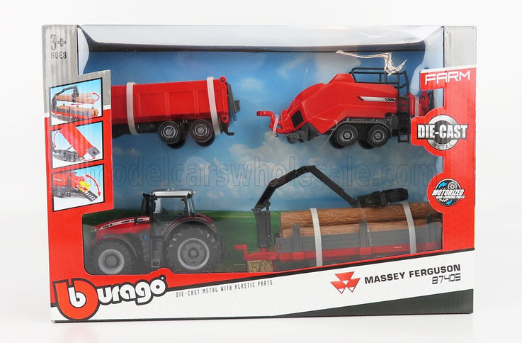 MASSEY FERGUSON | 8740S TRACTOR WITH BALER LIFTER + TIPPING TRAILER + TREE FORWARDER 2016 | RED