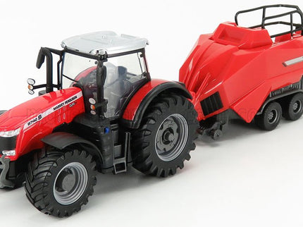 MASSEY FERGUSON | 8740S TRACTOR WITH BALER LIFTER + TIPPING TRAILER + TREE FORWARDER 2016 | RED