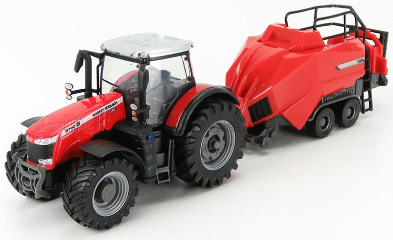 MASSEY FERGUSON | 8740S TRACTOR WITH BALER LIFTER + TIPPING TRAILER + TREE FORWARDER 2016 | RED
