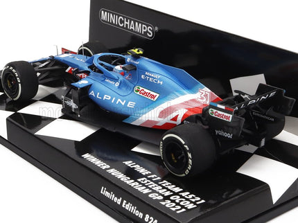 ALPINE | F1  A521 RENAULT E-TECH 20B TEAM ALPINE N 31 WINNER HUNGARY GP 2021 ESTEBAN OCON | BLUE MET RED WHITE