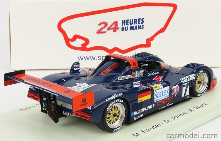 Porsche 935 3.0L Turbo WSC-95 Team Joest Racing N°7 Víťaz 24h Le Mans 1996 Alexander Wurz - Davy Jones - Manuel Reuter 1:43 Spark Model modrá oranžová