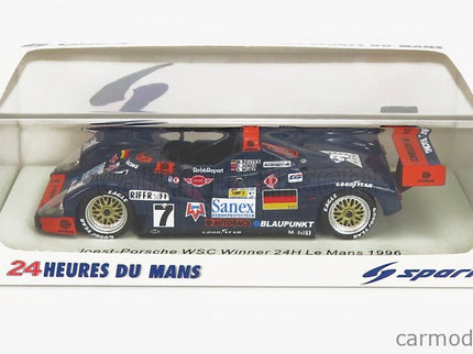 Porsche 935 3.0L Turbo WSC-95 Team Joest Racing N°7 Víťaz 24h Le Mans 1996 Alexander Wurz - Davy Jones - Manuel Reuter 1:43 Spark Model modrá oranžová
