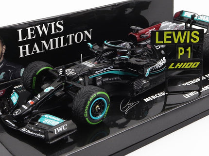 MERCEDES GP | F1  W12 MERCEDES M12 EQ POWER+ TEAM AMG PETRONAS MOTORSPORT FORMULA ONE N 44 WINNER SOTCHI RUSSIAN GP 2021 LEWIS HAMILTON - 100th VICTORY F1 WITH PIT BOARD | BLACK GREEN