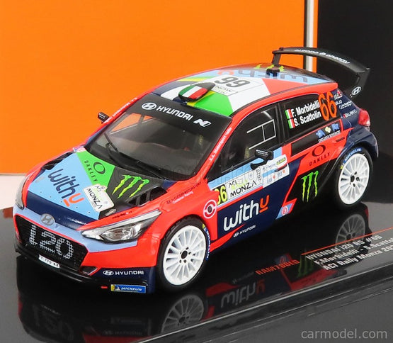 Hyundai i20 R5 Team Withyu N°66 Rally Aci Monza 2020 F.Morbidelli - S.Scattolin 1:43 IXO Models červená čierna modrá